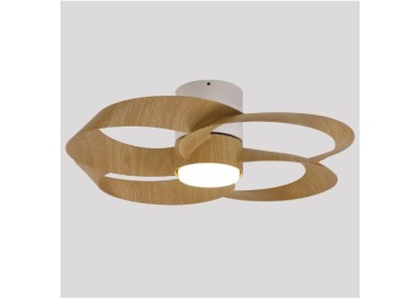 Plafonnier LED 24W Ventilateur 22W ROSE Blanc/Bois