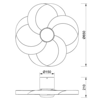 Plafonnier LED 24W Ventilateur 22W ROSE Blanc/Bois