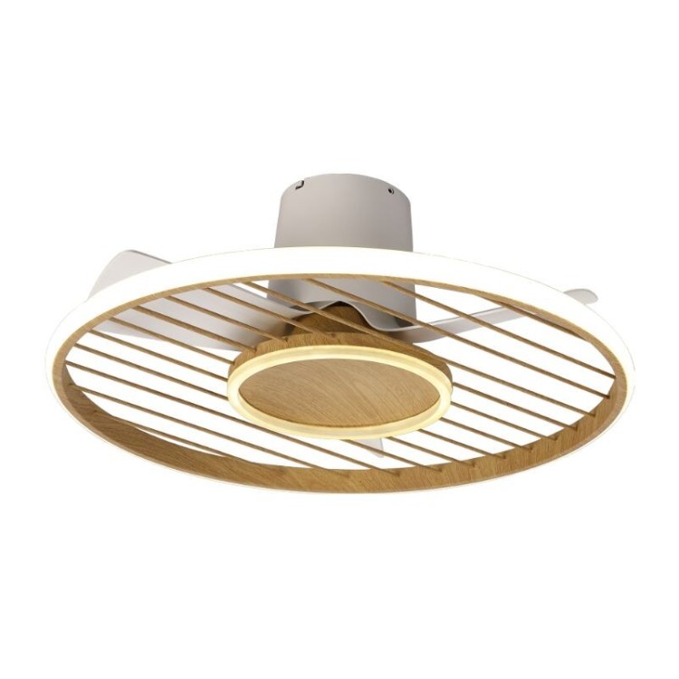 Plafonnier LED 45W Ventilateur 25W SOHO Blanc/Bois