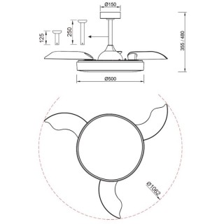 Plafonnier LED 50W Ventilateur 30W ALASKA Blanc