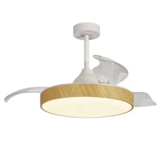 Plafonnier LED 50W Ventilateur 30W ALASKA Blanc/Bois