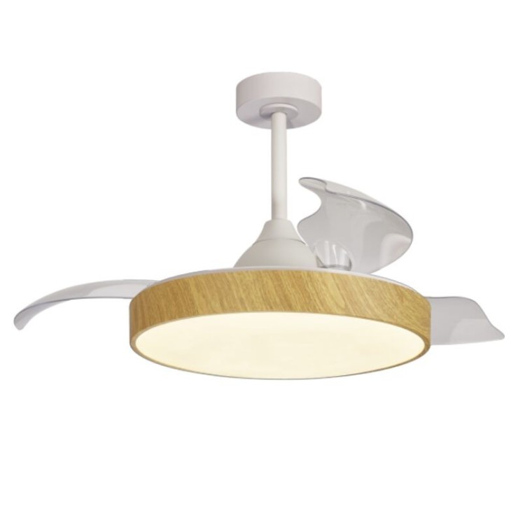 Plafonnier LED 50W Ventilateur 30W ALASKA Blanc/Bois