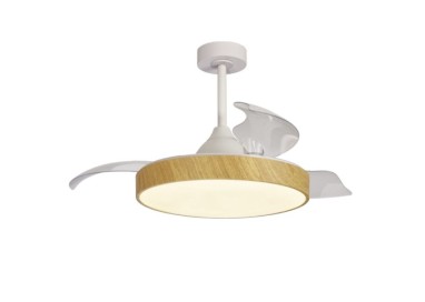 Plafonnier LED 50W Ventilateur 30W ALASKA Blanc/Bois