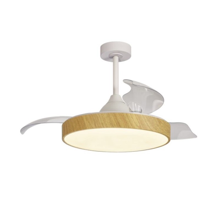 Plafonnier LED 45W Ventilateur 25W ALASKA Blanc/Bois