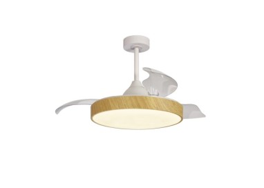Plafonnier LED 45W Ventilateur 25W ALASKA Blanc/Bois