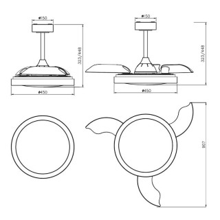 Plafonnier LED 40W Ventilateur 28W SIBERIA Noir