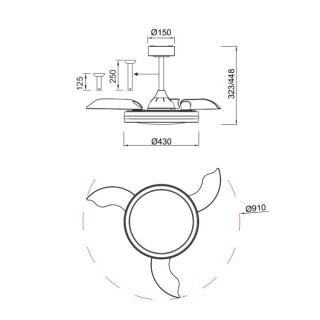 Suspension LED 40W Ventilateur 28W NORTH Blanc