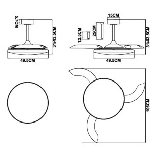 Plafonnier LED 50W Ventilateur 30W SLIM FAN Blanc