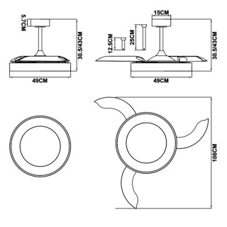 Plafonnier LED 50W Ventilateur 30W NISEKO FAN M Bois