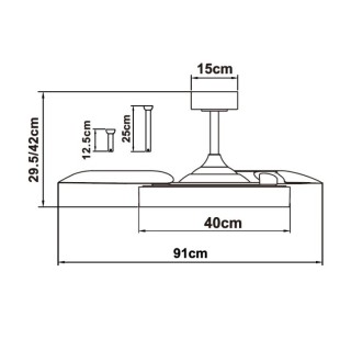 Plafonnier LED 45W Ventilateur 25W NISEKO FAN S Or