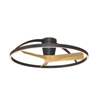 Plafonnier LED 32W Ventilateur 32W NEPAL II Noir/Bois