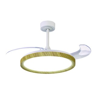 Plafonnier LED 50W Ventilateur 28W MISTRAL FAN Blanc/Bois