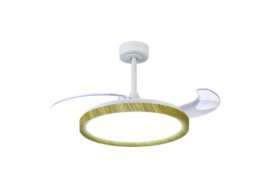 Plafonnier LED 50W Ventilateur 28W MISTRAL FAN Blanc/Bois