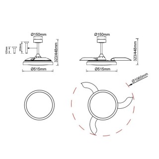 Plafonnier LED 50W Ventilateur 28W MISTRAL FAN Blanc/Bois