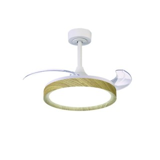 Plafonnier LED 40W Ventilateur 25W MISTRAL FAN Blanc/Bois