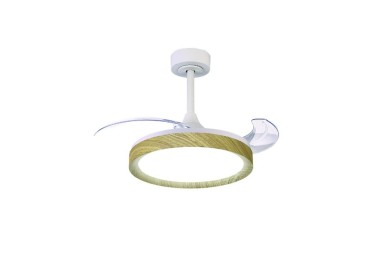 Plafonnier LED 40W Ventilateur 25W MISTRAL FAN Blanc/Bois