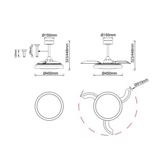 Plafonnier LED 40W Ventilateur 25W MISTRAL FAN Noir