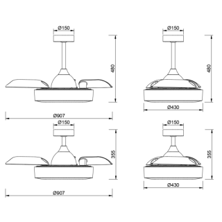 Plafonnier LED 45W Ventilateur 25W COIN FAN MINI Noir