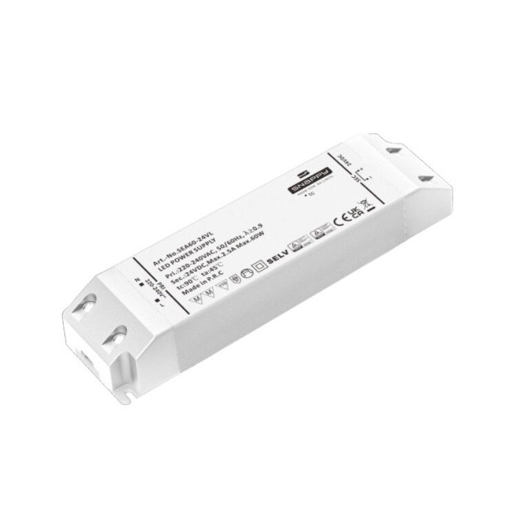 DRIVER TENSION CONSTANTE IP20 24VDC 60W (SEA60-24VL) TIRAS LED STRIPS Noir