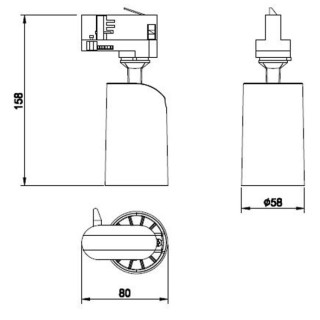 Projecteur pour rail triphasé SAL Noir mat
