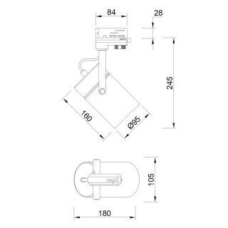 Projecteur triphasé pour voie ferrée ARUBA Noir