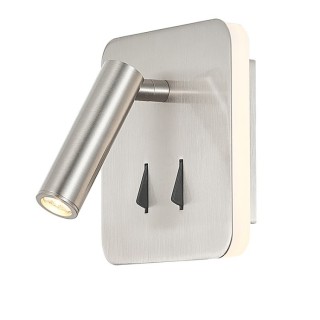 Applique murale de lecture LED 3+6W 3000K CAYMAN Nickel satiné