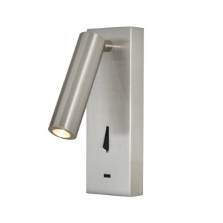 Lampe de lecture murale 3 W 3 000 K Nickel satiné Chargeur TYPE-C TARIFA III Nickel satiné