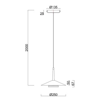 Suspension LED 8W 3000K ORION Noir + Cuir