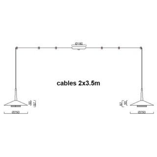 Suspension LED 2*8W 3000K ORION Noir + Cuir