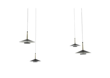Suspension LED ORION Noir + Cuir Mantra