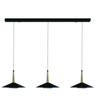 Suspension 3 lumières ORION Noir + Cuir