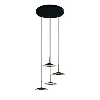 Suspension 4 lumières ORION Noir + Cuir