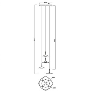 Suspension 4 lumières ORION Noir + Cuir