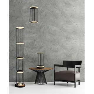 Lampadaire Metal noir, diff silicone blanc, 35w 884 lumens 3000k, avec inter CIRCOLO 1LT CAGE LED