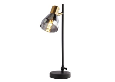 Lampe à poser metal noir et laiton satine avec verre fume E14 max 60w Haut 42cm WESTMINSTER 1LT