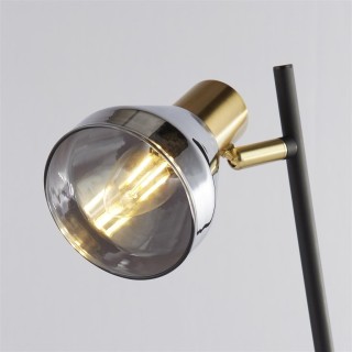 Lampe à poser metal noir et laiton satine avec verre fume E14 max 60w Haut 42cm WESTMINSTER 1LT