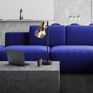 Lampe à poser metal noir et laiton satine avec verre fume E14 max 60w Haut 42cm WESTMINSTER 1LT Lampe à poser metal noir et laiton satine avec verre fume E14 max 60w Haut 42cm WESTMINSTER 1LT