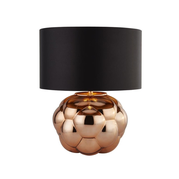 Lampe à poser pied style Bubble verre cuivre, abatjour tambour Noir imitation soie, interieur cuivre E27 60w Haut 44cm Diam 35cm Lampe à poser pied style Bubble verre cuivre, abatjour tambour Noir imitation soie, interieur cuivre E27 60w Haut 44cm Diam 35cm