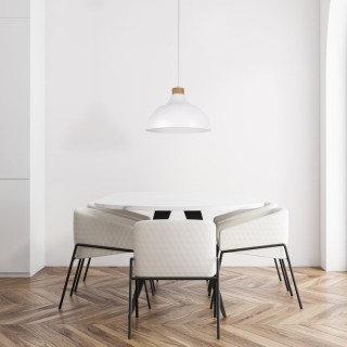 Suspension Cap 1 lumière – blanc & pin – en bois – style moderne