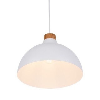 Suspension Cap 1 lumière – blanc & pin – en bois – style moderne