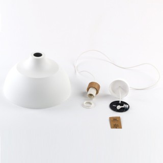 Suspension Cap 1 lumière – blanc & pin – en bois – style moderne