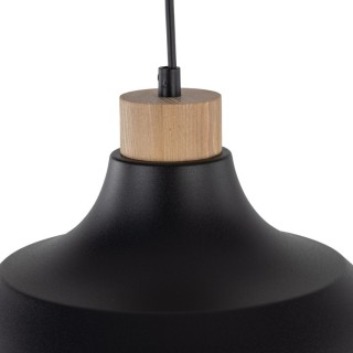 Suspension Cap 1 lumière – pin & noir – en bois – style moderne