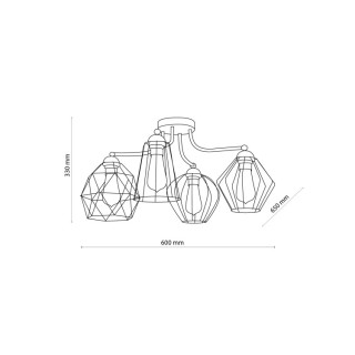 Plafonnier Galaxy 4 lumières – cuivre & noir – en métal – style moderne