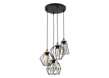 Suspension Galaxy 4 lumières – cuivre & noir – en métal – style moderne