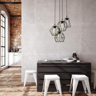 Suspension Galaxy 4 lumières – cuivre & noir – en métal – style moderne