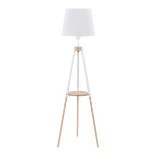 Lampadaire Vaio 1 lumière – blanc & pin – en métal et bois – style moderne