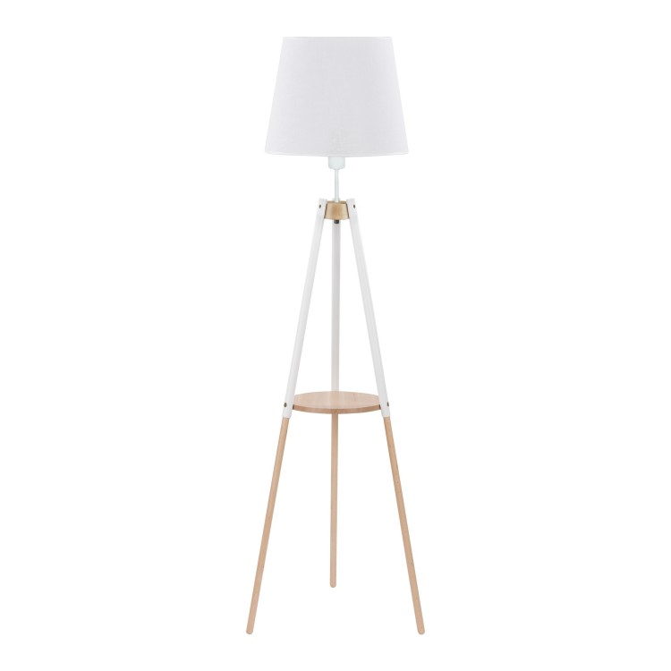 Lampadaire Vaio 1 lumière – blanc & pin – en métal et bois – style moderne