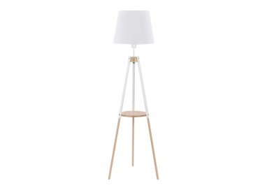 Lampadaire Vaio 1 lumière – blanc & pin – en métal et bois – style moderne