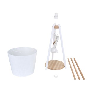 Lampadaire Vaio 1 lumière – blanc & pin – en métal et bois – style moderne