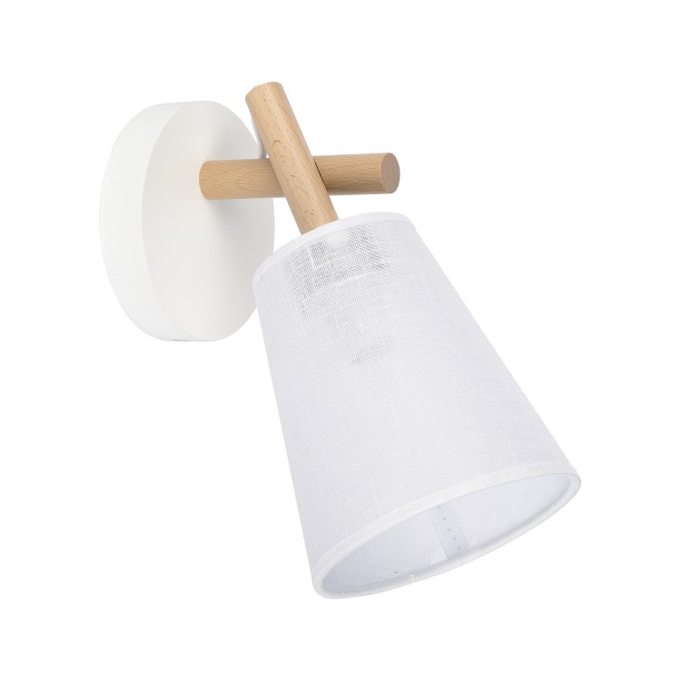 Applique murale Vaio 1 lumière – blanc & pin – en métal et bois – style moderne